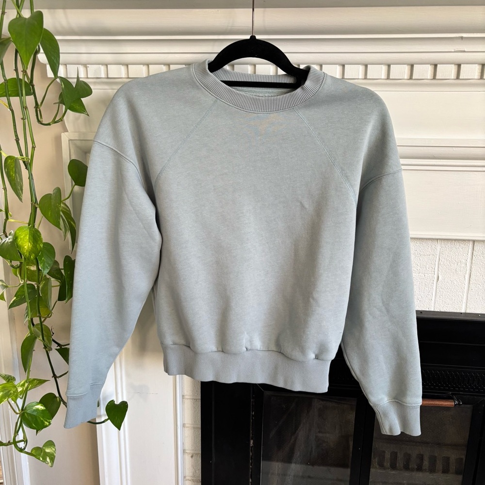 Everlane Luxe Fleece Raglan Heavy Weight Sweatshirt Crewneck Sage Blue Small